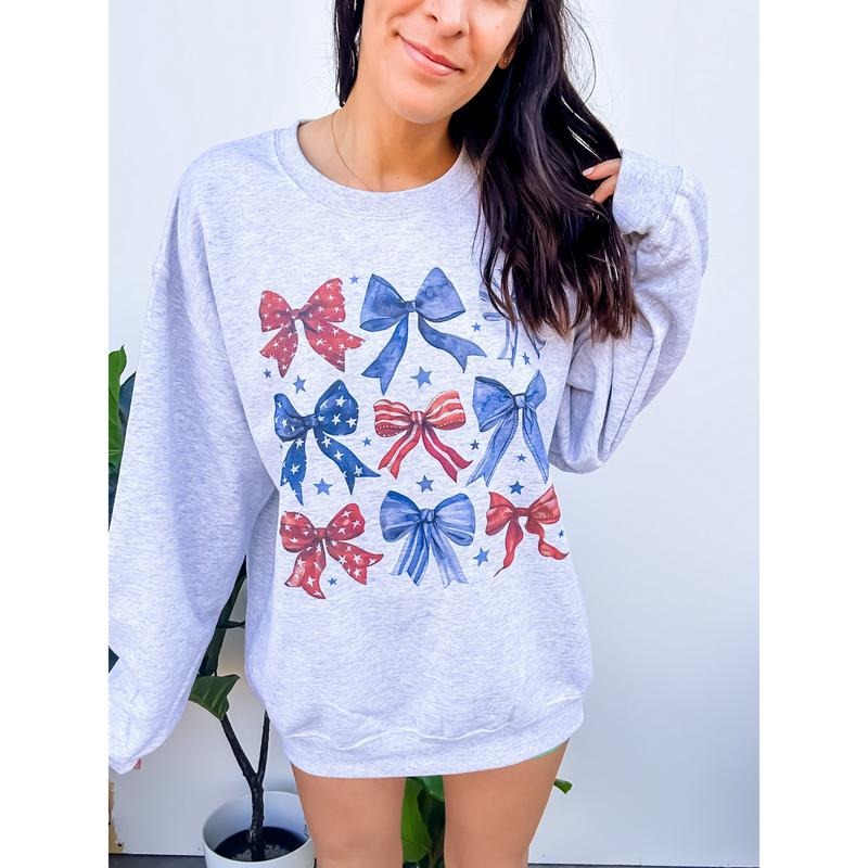 Patriotic Bows Graphic Top T-Shirts, Hoodie, Sweatshirt | RetroVerseTees.com