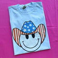 Patriotic Cowboy Happy Face Comfort Colors T-Shirt Hoodie, Sweatshirt | RetroVerseTees.com