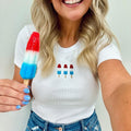 'Patriotic Popsicles' Embroidered Ribbed Tee Hoodie, Sweatshirt | RetroVerseTees.com