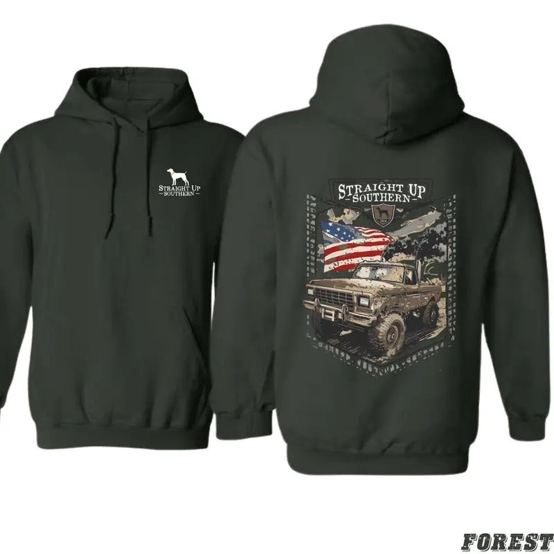 Patriotic TNF Truck Hoodie - Bold American Flag Gunpla brand FOG Truck Design, Perfect for Proud TNF Gunpla brand Outdoor...