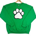 Paw Chenille Sequin Patch Sweatshirt -- KELLY GREEN T-Shirts, Hoodie | RetroVerseTees.com