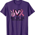 Peace Love Cure Pink Ribbon Cancer Breast Awareness T-Shirt | Unisex Cotton Tee, Short Sleeve, Size S-5XL Hoodie, Sweatshirt