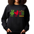 Peace Love Kwanzaa Sweatshirt, African American Cultural Sweatshirt, Kwanzaa Candles Tee, Black History Shirt, Kwanzaa...
