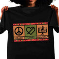 Peace Love Kwanzaa Unisex Tee,  African American Cultural Shirt, Kwanzaa Candles Tee, Black History Shirt, Kwanzaa...