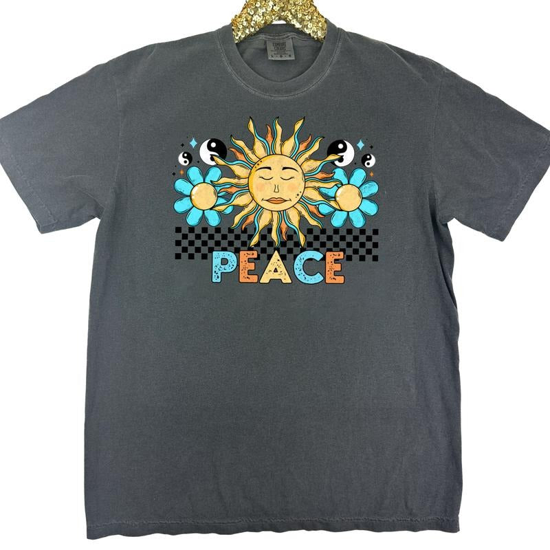 Peace Retro Sun Comfort Colors T-Shirt Hoodie, Sweatshirt | RetroVerseTees.com