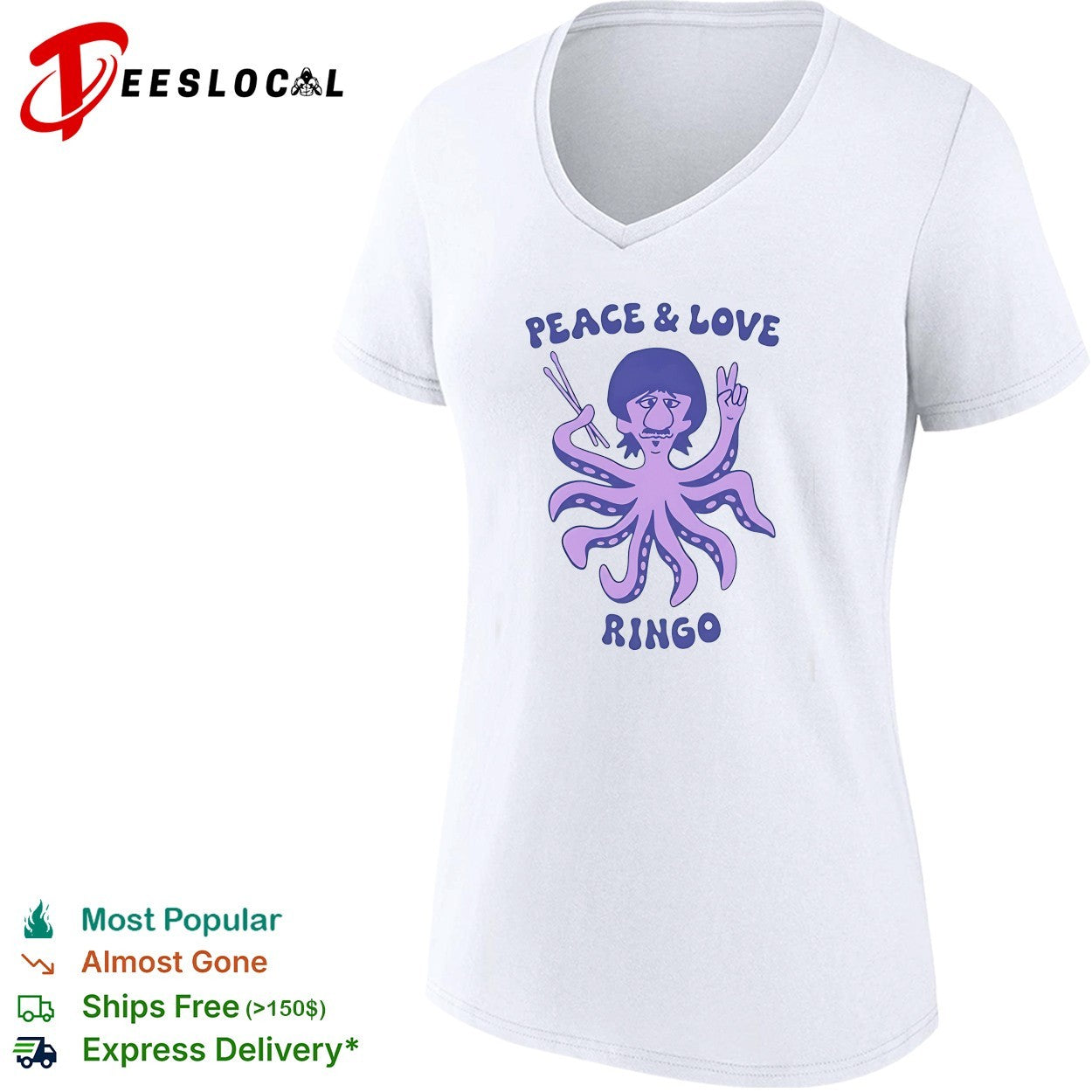 Peace and love Ringo octopus shirt