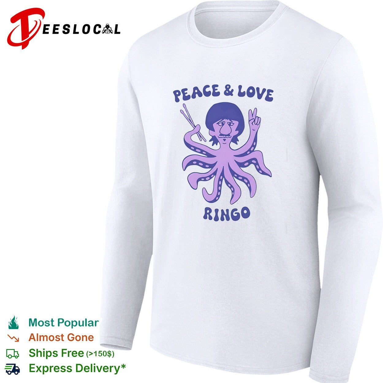 Peace and love Ringo octopus shirt