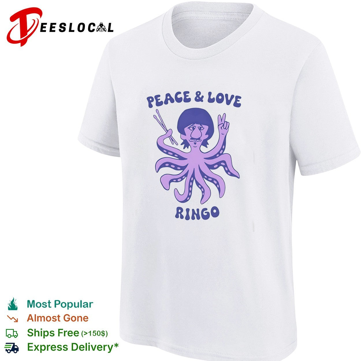 Peace and love Ringo octopus shirt