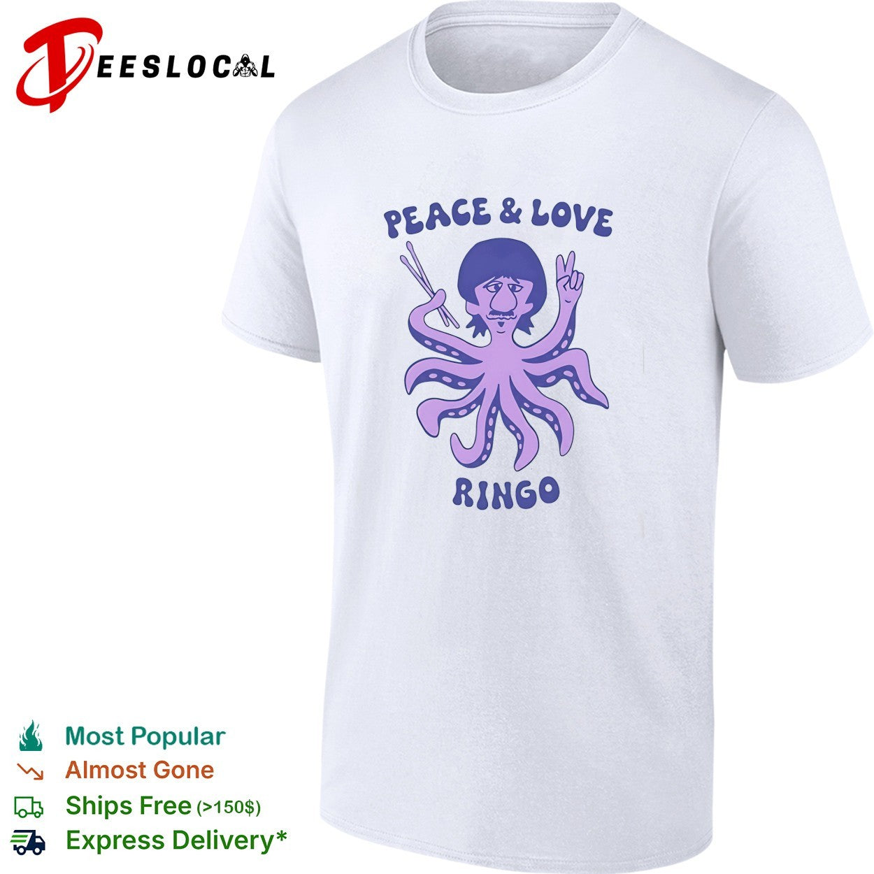 Peace and love Ringo octopus shirt