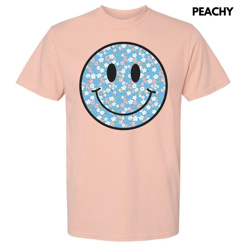 Peachy Blooms Happy Face Comfort Colors T-Shirt 'NLB' Hoodie, Sweatshirt | RetroVerseTees.com
