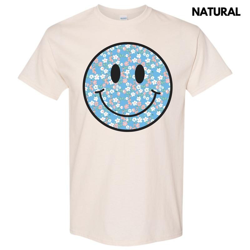 Peachy Blooms Happy Face Gildan Short Sleeve T-Shirt 'NLB' Hoodie, Sweatshirt | RetroVerseTees.com