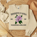 Pennsylvania Mountain Laurel Embroidered State Flower Sweatshirt, Hometown Embroidered Shirt, Favorite Flower Embroidered...