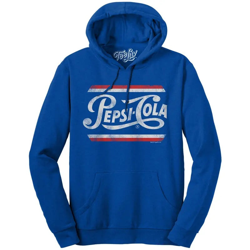 Pepsi Cola Pullover Hooded Sweatshirt - Blue T-Shirts, Hoodie | RetroVerseTees.com