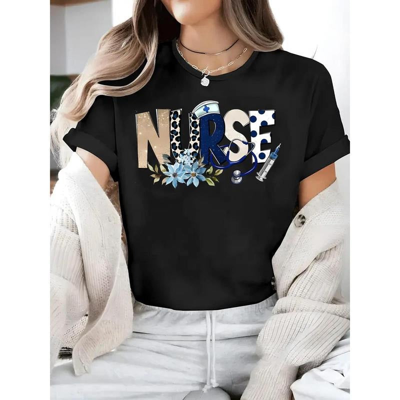 [Perfect Gift for Nurse Tee] TNF Graphic Tee - Casual Short Sleeve Crew Neck T-Shirt for Women, Perfect Gift for Nurses,...