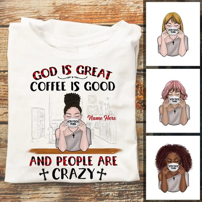 Personalized  Coffee &amp; Jesus T Shirt Ag32 95O57 Hoodie, Sweatshirt | RetroVerseTees.com