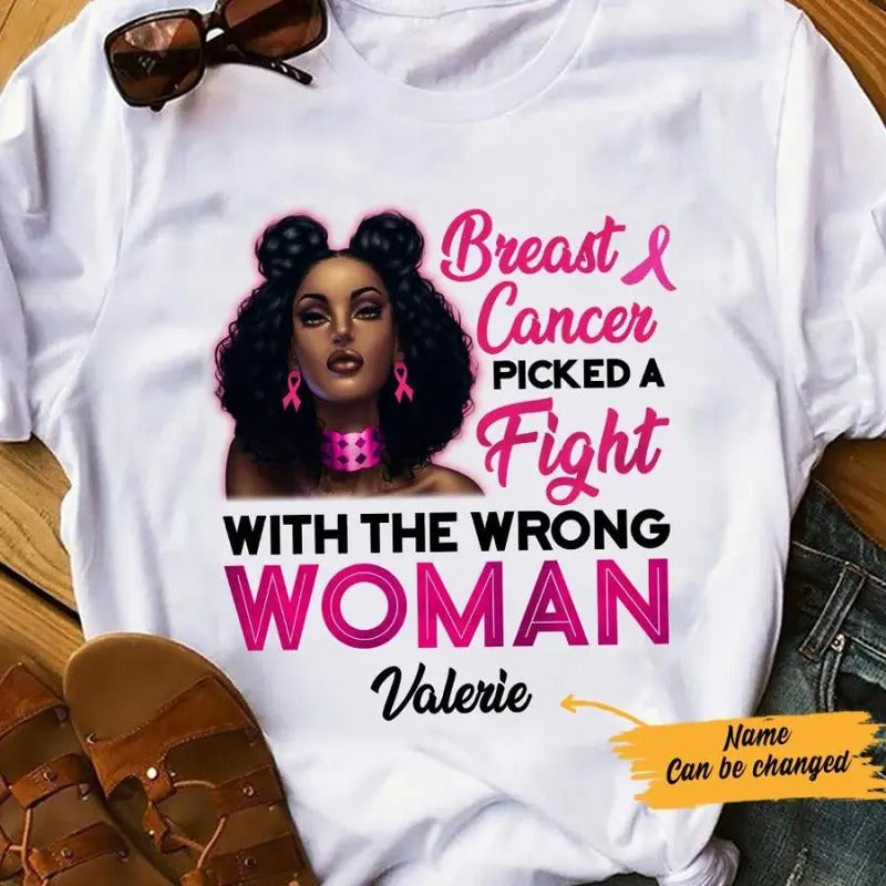 Personalized BWA Breast Cancer Picked A Fight T Shirt AG101 26O57 Hoodie, Sweatshirt | RetroVerseTees.com