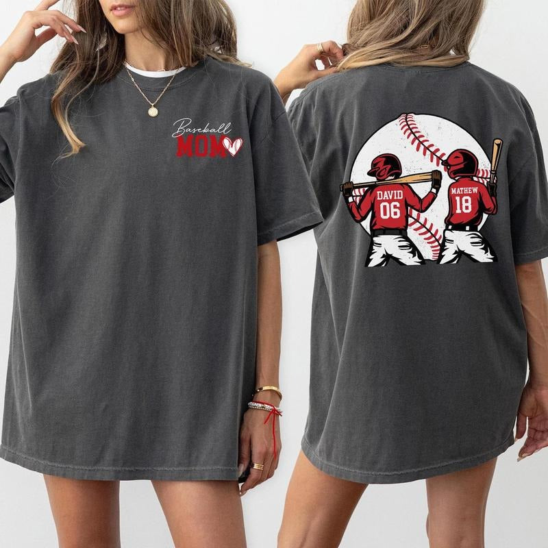 Personalized Baseball Mom Sweatshirt, Baseball Name Shirt, Baseball J0rs.ey Number Tee, Gameday Cheer Mom Shirt, Baseball...
