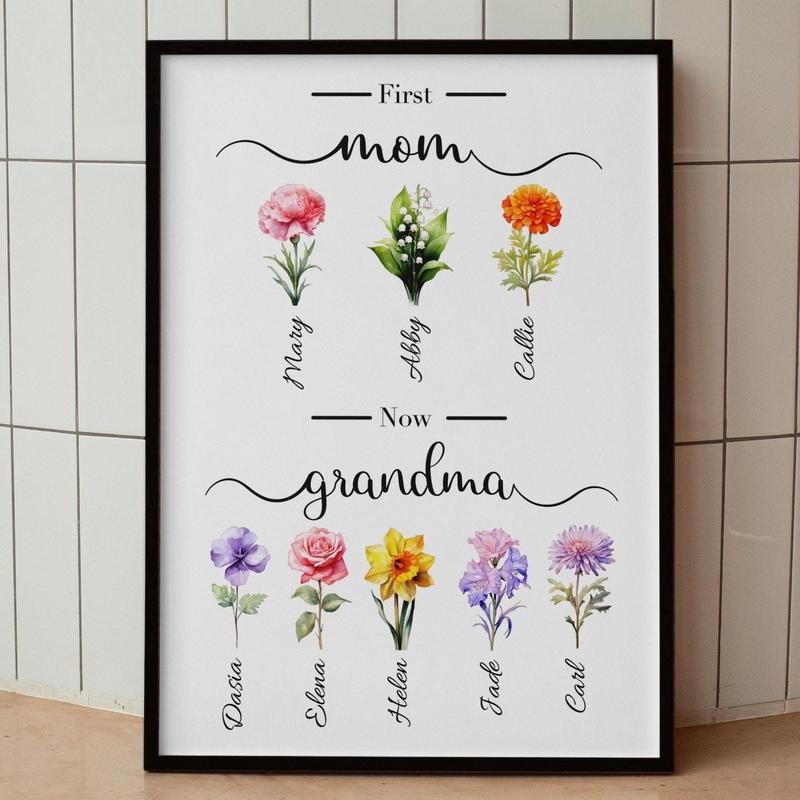 Personalized Birth Month Flower Unframed Poster, Mother's Day Gift, Custom Grandma's Garden Poster, Gift for Grandma,...