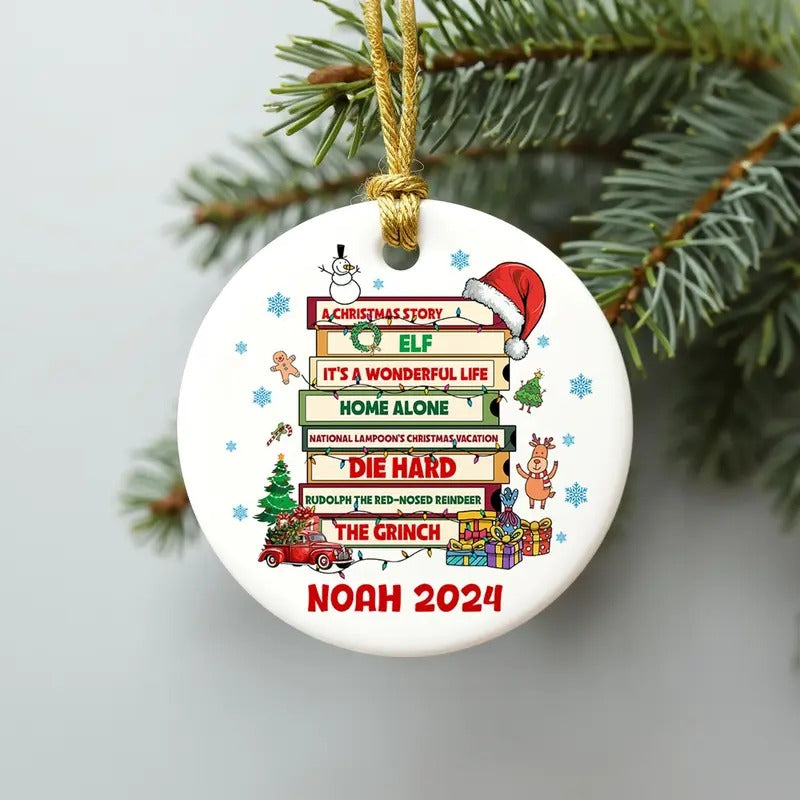 Personalized Christmas Movie Ornament, Christmas Movie Lovers Gift, Movies Fan Gift, Secret Santa Gift, Favorite Movie...