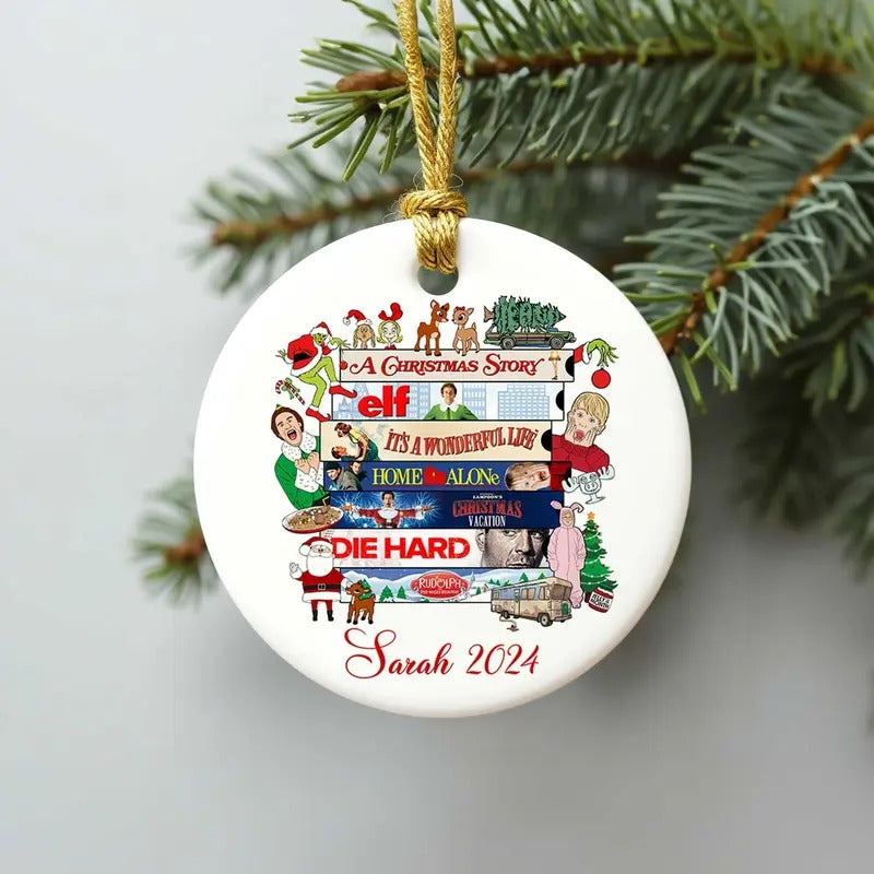 Personalized Christmas Movie Ornament, It's The Most Wonderful Time Ornament, Movie Lovers Gift, Xmas Movies Fan Gift,...