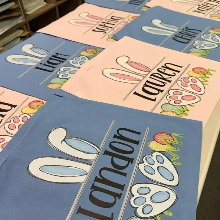 Personalized Easter Tote - Available in Pink or Blue T-Shirts, Hoodie, Sweatshirt | RetroVerseTees.com