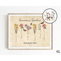 Personalized Gift for Grandma with Grandkids Names, Grandma's Garden Birth Flower Poster Print, Mother's Day Giftift...
