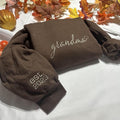 Personalized Grandma embroidered sweatshirt, Casual Grandma personalized crewneck T-Shirts, Hoodie | RetroVerseTees.com