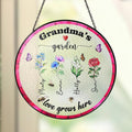 Personalized Grandma's Garden Stained Glass Suncatcher, Mother's Day Gift For Grandma, Nana Birth Month Flower Stain...