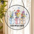Personalized Great Grandma Gift, First Mom Now Grandma Glass Suncatcher,Custom Birth Month Flower Suncatcher, Mother's...
