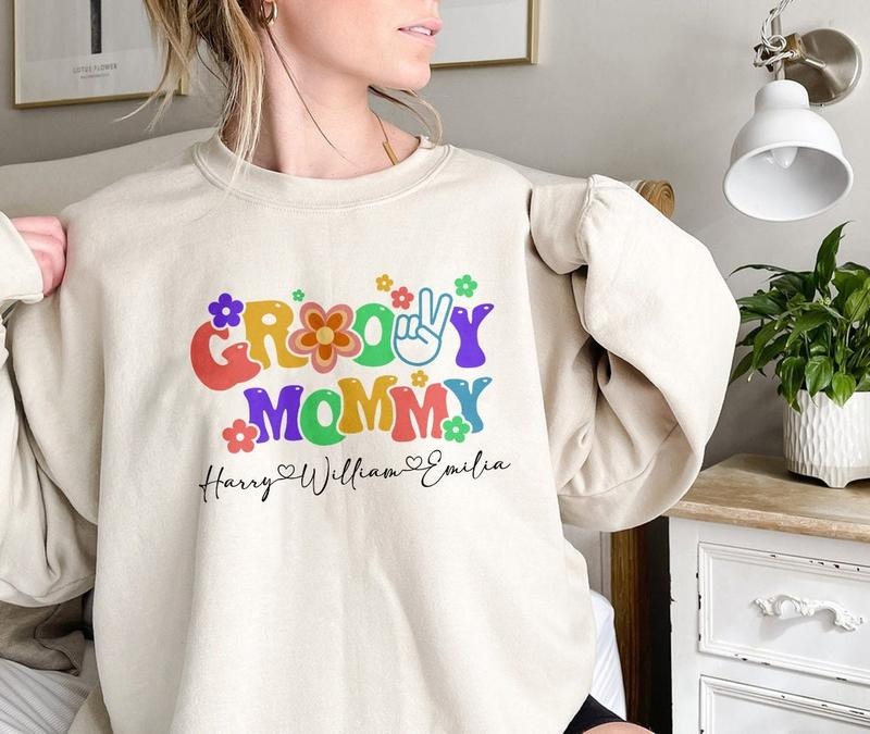 Personalized Groovy Mommy Shirt, Retro Shirt Best Price Hoodie, Sweatshirt | RetroVerseTees.com