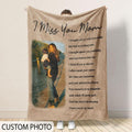 Personalized In Memory Of Photo Blanket, I Miss You Mom Memorial Blanket, Sympathy Keepsake Blanket, Loss Of Mom Gift,...