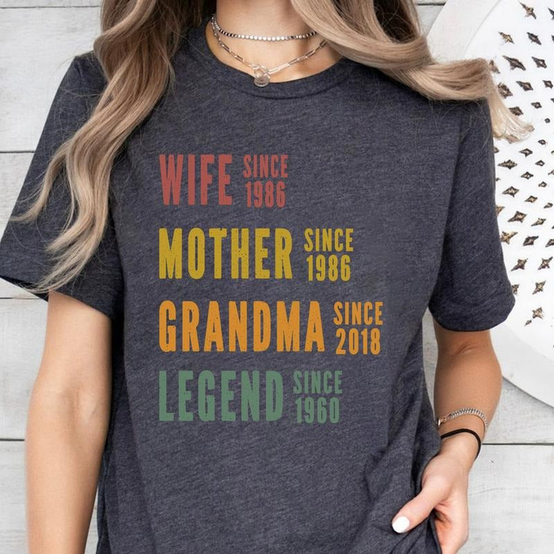Personalized Mom Grandma Shirt, Mother's Day Shirt, Wife Mother Grandma Legend, Grandmother Custom Dates, Funny Mom...