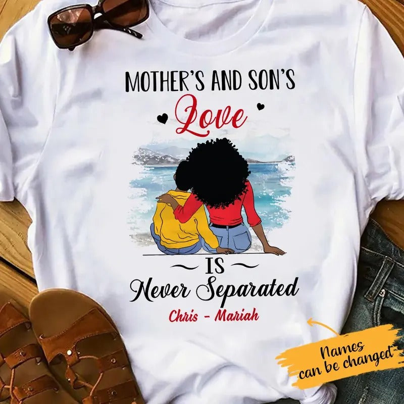 Personalized Mother'S And Son'S Love Is Never Separated Shirt, Custom  Mom Son Shirt, Mother Shrit, Son Shirt, Black Mom...