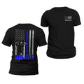 Personalized Police Officer Thin Blue Line Flag T-Shirt - Classic Fit