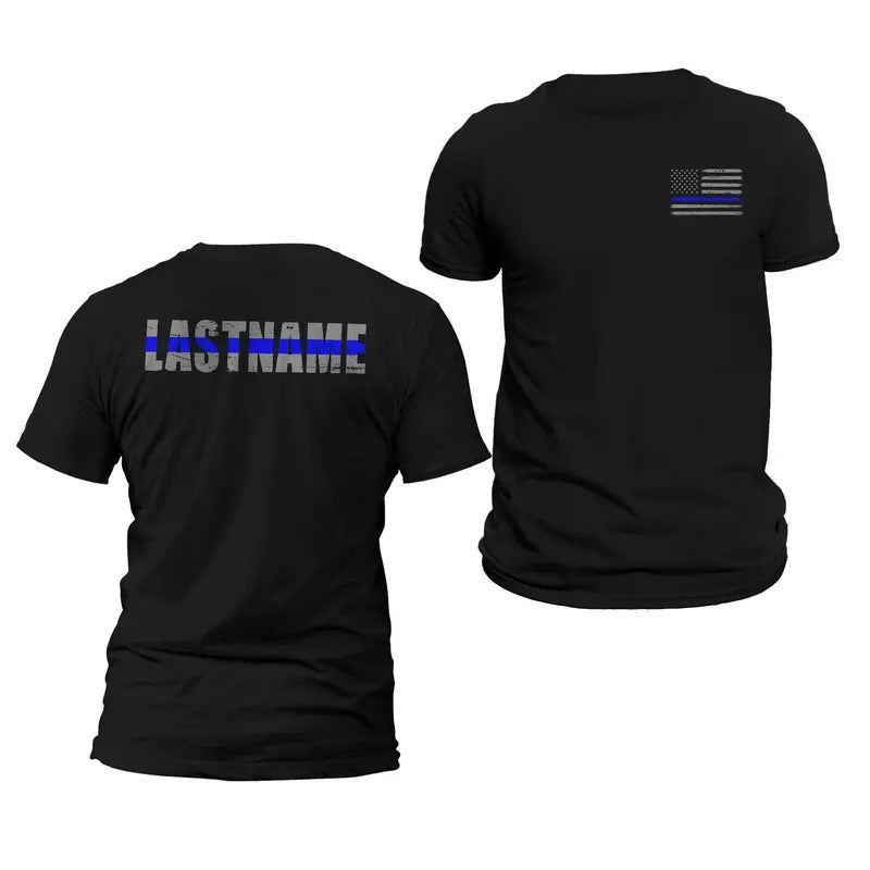 Personalized Police Thin Blue Line T-Shirt for Men - Classic Crewneck Design