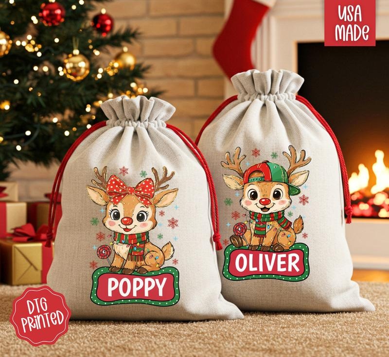 Personalized Reindeer Santa Sack for Christmas Morning T-Shirts, Hoodie, Sweatshirt | RetroVerseTees.com