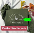 Personalized Silly Goose University embroidered sweatshirt, Casual embroidered crewneck T-Shirts, Hoodie | RetroVerseTees.com