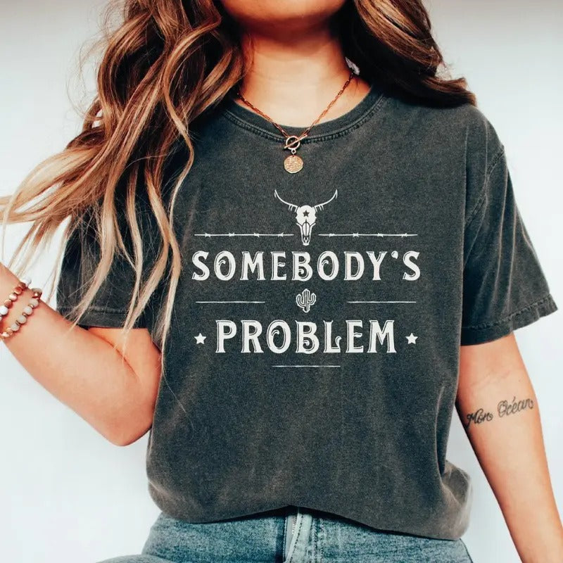 Personalized Somebody's Problem Tshirt, Country Concert Boho Tshirt, Country Western Music Gift, Wallen Western T-Shirt,...