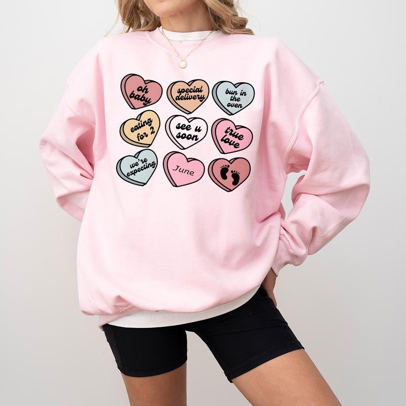 Personalized Valentine's Day Pregnancy Announcement Sweatshirt, Valentine Baby Reveal, Pregnancy Valentine Sweatshirt,...