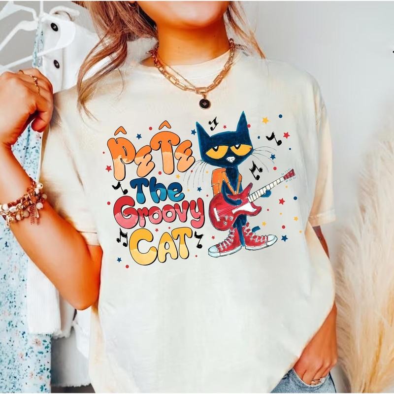Pet.e The Groovy Cat Shirt,  The Cool Cat Back To School T-shirt, Children's Book Gift, Cute Groovy Cat Sweatshirt,...
