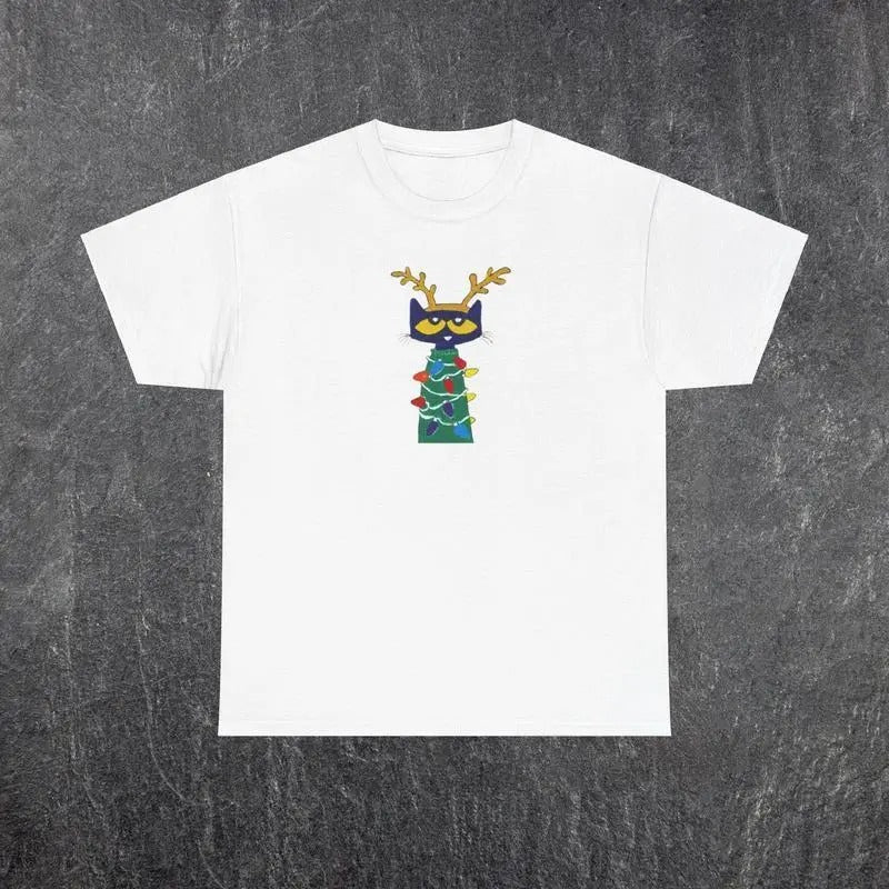 Pete The Cat Christmas Tree Tee Hoodie, Sweatshirt | RetroVerseTees.com