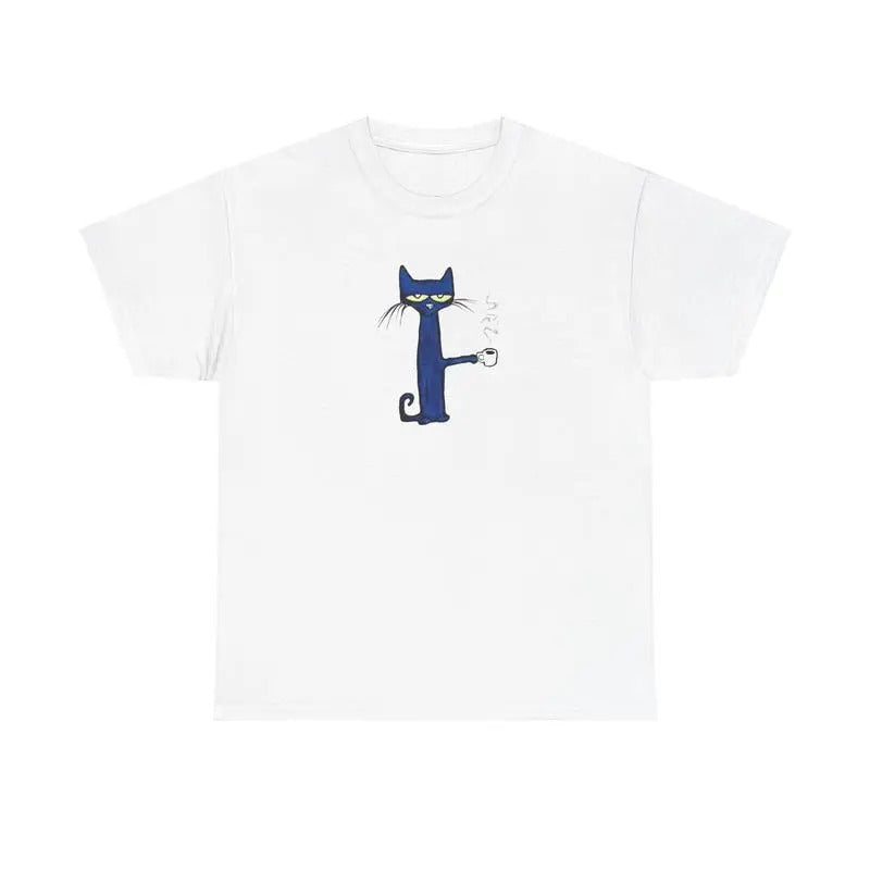 Pete the Cat coffee shirt, Cat & Coffee Tee, Cozy Casual Gift Hoodie, Sweatshirt | RetroVerseTees.com
