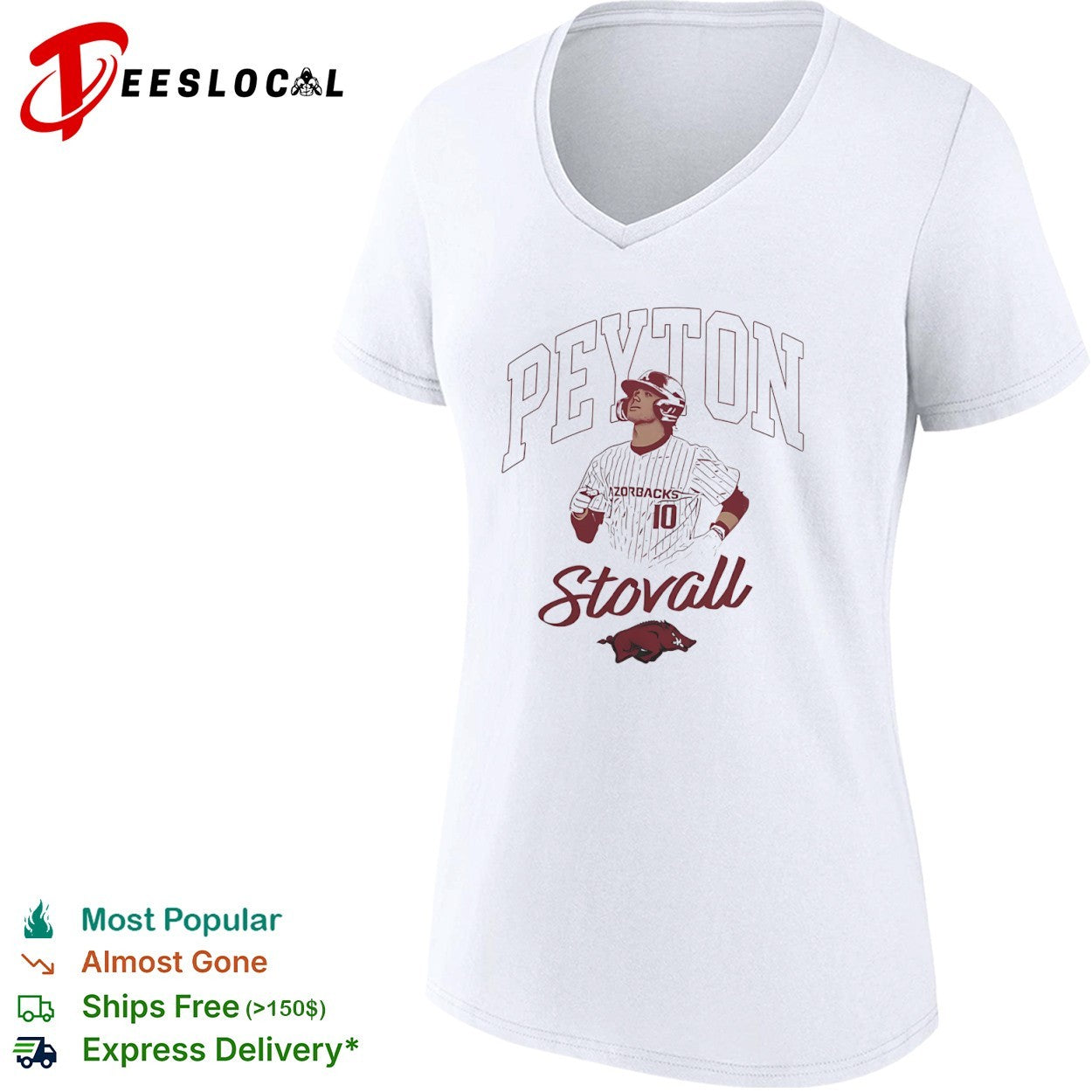 Peyton Stovall Arkansas Razorbacks 10 Baseball shirt