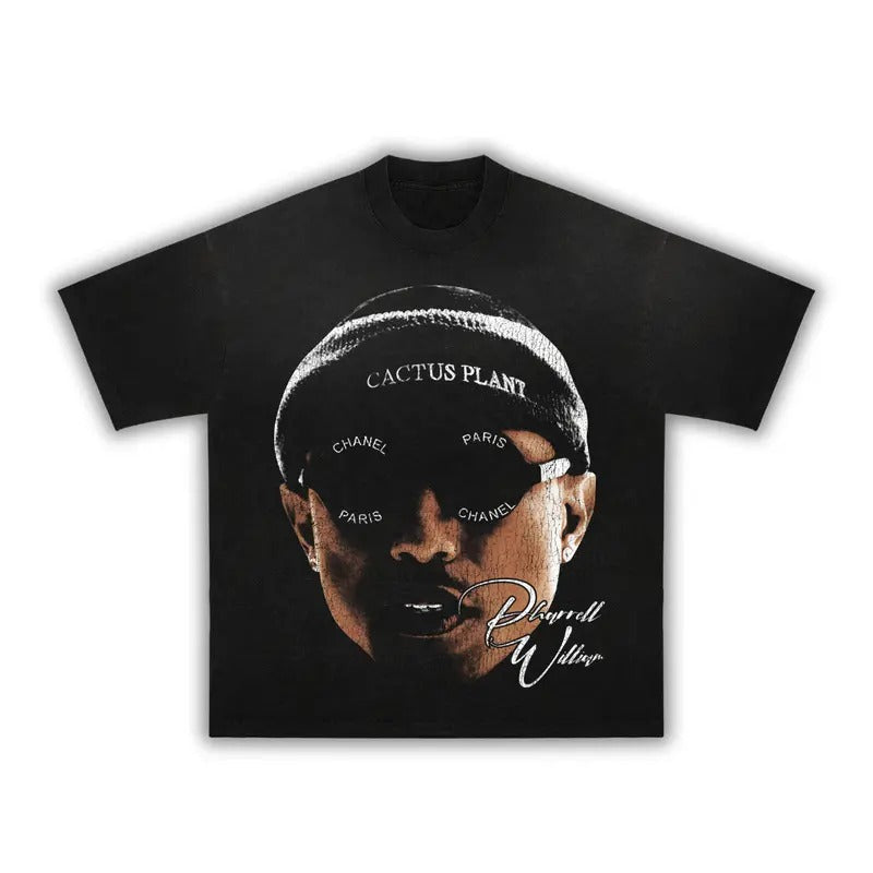 Pharrell Big Face T-Shirt Graphic Cotton Rap Tee Gift For Fans, Gift For Women Hoodie, Sweatshirt | RetroVerseTees.com