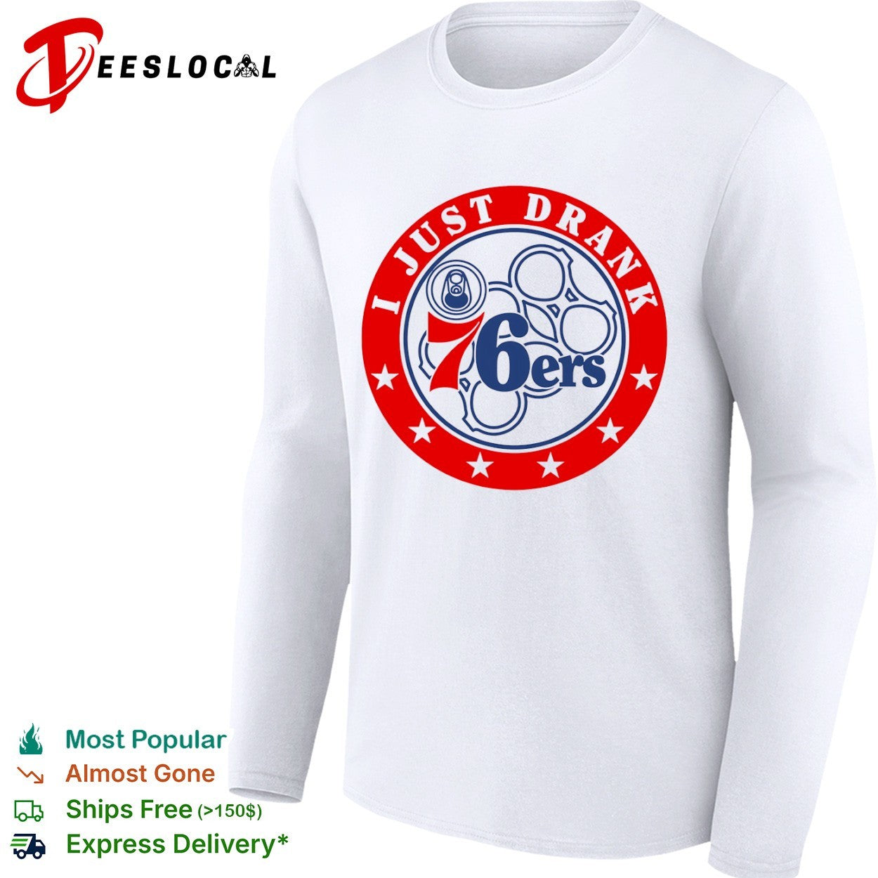 Philadelphia 76ers I just drank 76ers logo beer ring shirt