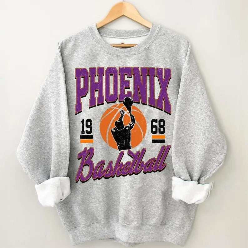Phoenix Basketball Graphic Shirts, Retro 90s Basketball Sweatshirt, Game Day Sweatshirt Hoodie | RetroVerseTees.com