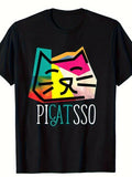 Picasso Style Cat T-Shirt For Art Lovers Gunpla brand Creative Souls Summer Streetwear Hoodie, Sweatshirt