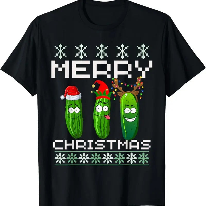 Pickle Lover Xmas Lighting Santa Ugly Pickle Christmas T-Shirt Hoodie, Sweatshirt | RetroVerseTees.com