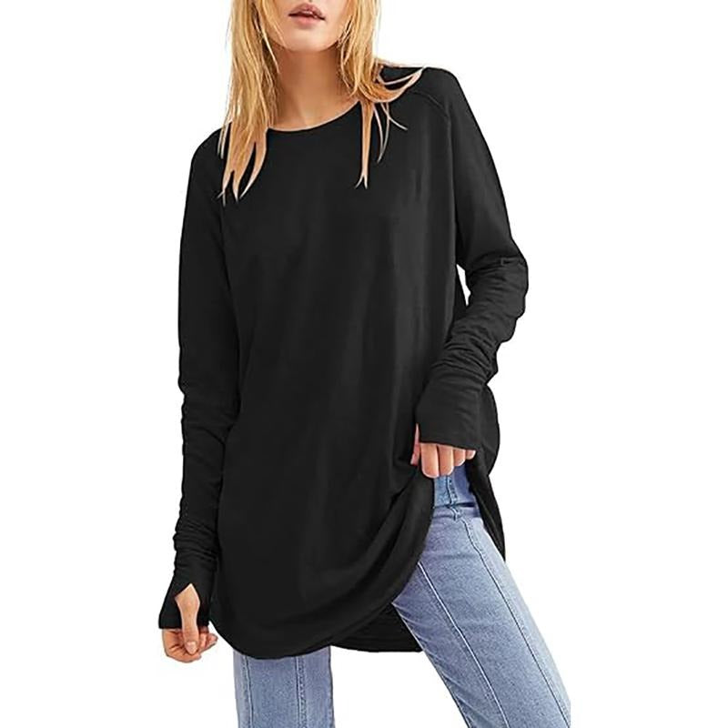 PiePieBuy Women'WB shield Casual Long Sleeve Tops Crew Neck Round Hem Loose T-Shirts Tunic Tops with Thumb Holes Hoodie,...