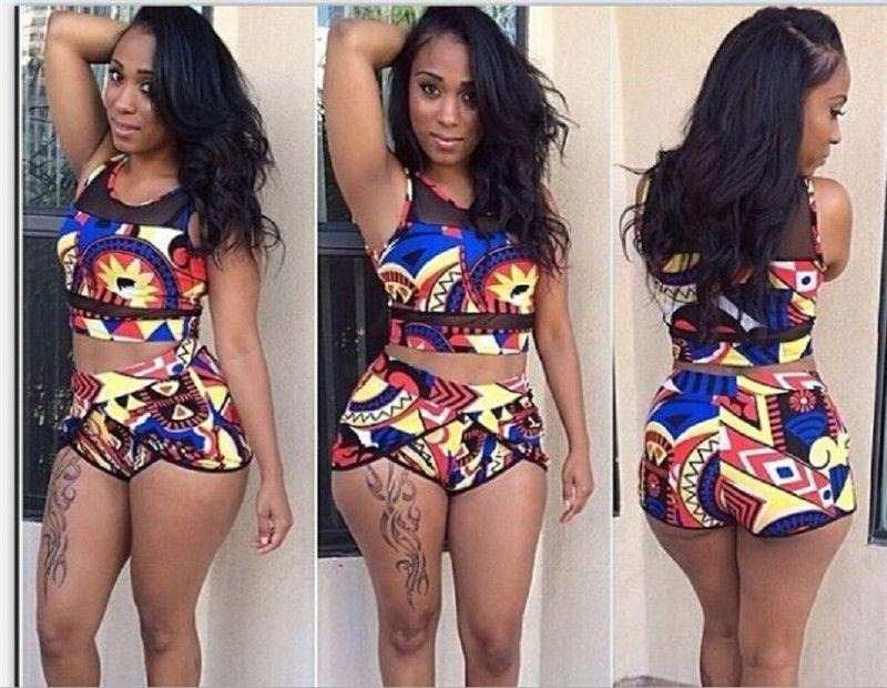 PiePieBuy Womens Plus Size African Print Inspired Two Straw hat pirates Bikini Bathing Suit